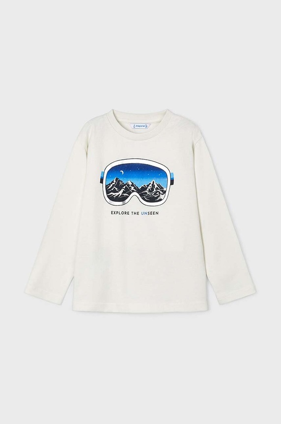 Mayoral longsleeve bawełniany dziecięcy 4056.5G.Mini.9BYH beżowy AW24