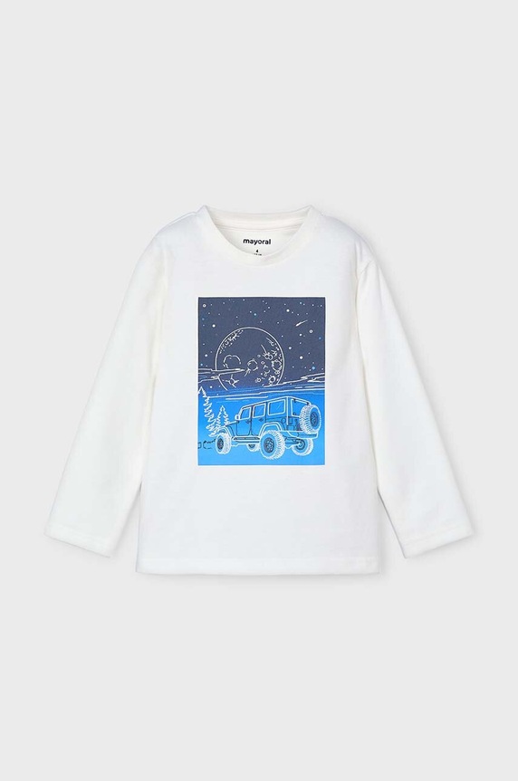 Mayoral longsleeve bawełniany dziecięcy nadruk beżowy 4057.5G.Mini.9BYH
