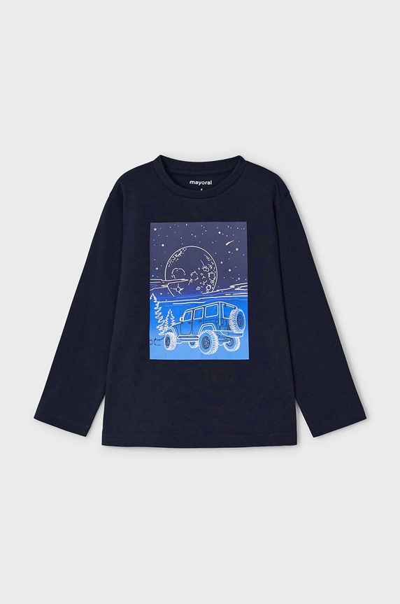 Mayoral longsleeve bawełniany dziecięcy 4057.5G.Mini.9BYH niebieski AW24