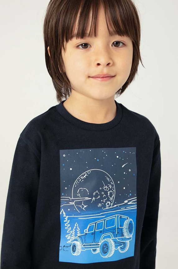Mayoral longsleeve bawełniany dziecięcy 4057.5G.Mini.9BYH niebieski