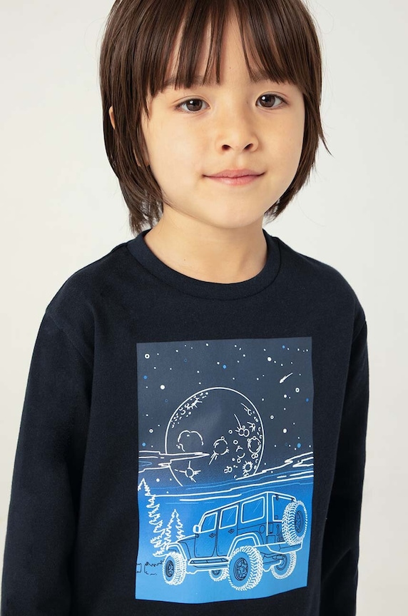 Mayoral longsleeve bawełniany dziecięcy 4057.5G.Mini.9BYH niebieski