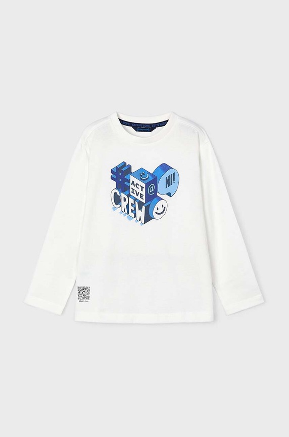 Mayoral longsleeve bawełniany dziecięcy 4059.5H.Mini.9BYH beżowy AW24