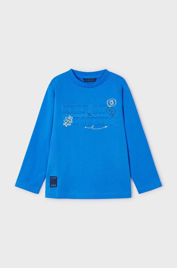 Mayoral longsleeve bawełniany dziecięcy 4060.5H.Mini.9BYH niebieski AW24