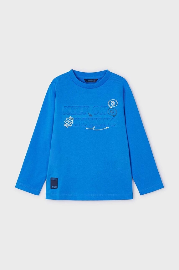 Mayoral longsleeve bawełniany dziecięcy 4060.5H.Mini.9BYH niebieski AW24
