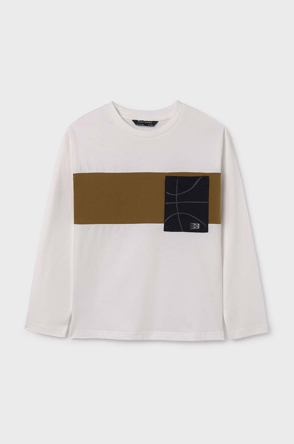 Mayoral longsleeve bawełniany dziecięcy 7084.7C.Junior.9BYH beżowy AW24
