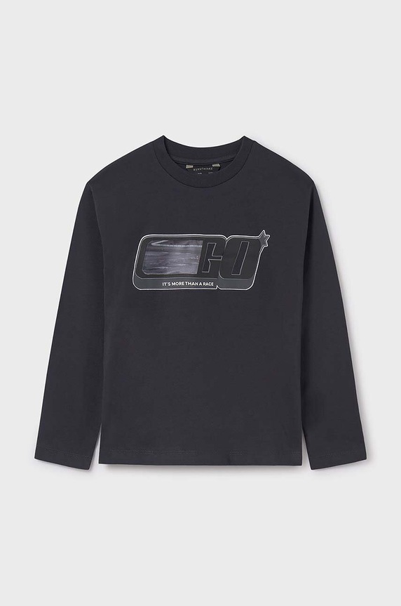 Mayoral longsleeve bawełniany dziecięcy nadruk szary 7088.7D.Junior.9BYH
