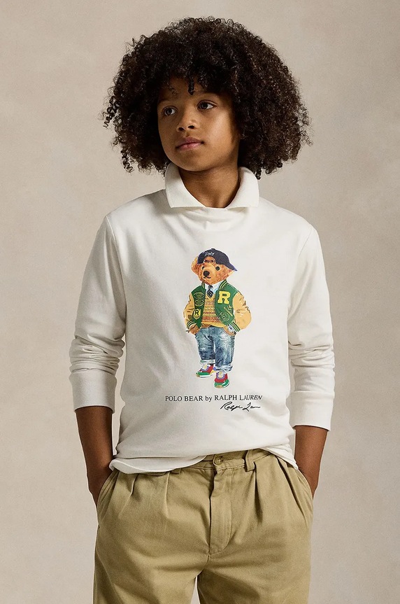 Otroška bombažna majica z dolgimi rokavi Polo Ralph Lauren Bombaž bela 323883620010