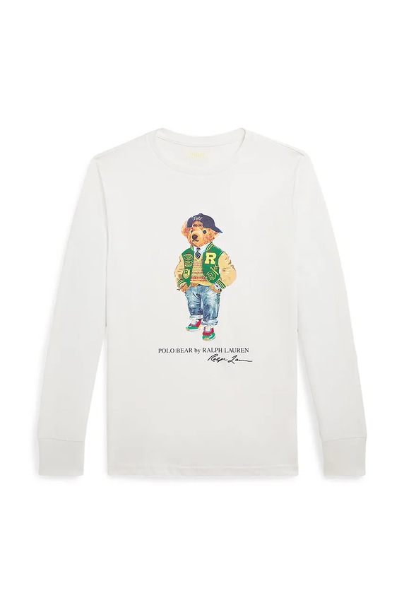 Otroška bombažna majica z dolgimi rokavi Polo Ralph Lauren 323883620010 bela AW24