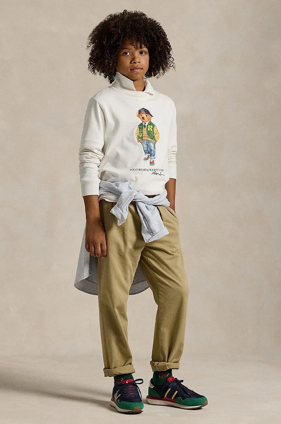 Otroška bombažna majica z dolgimi rokavi Polo Ralph Lauren 323883620010 bela