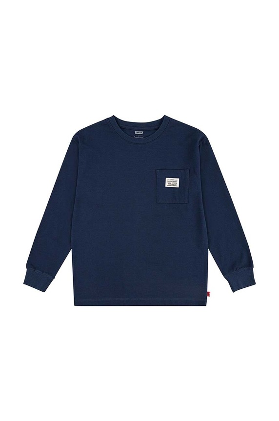Παιδική μπλούζα Levi's LONG SLEEVE POCKET TEE χωρίς κουκούλα σκούρο μπλε 9EL555