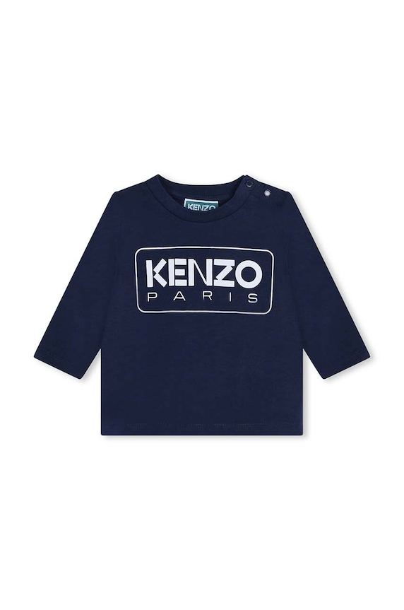 Detské bavlnené tričko s dlhým rukávom Kenzo Kids bavlna tmavomodrá K60518.67.81