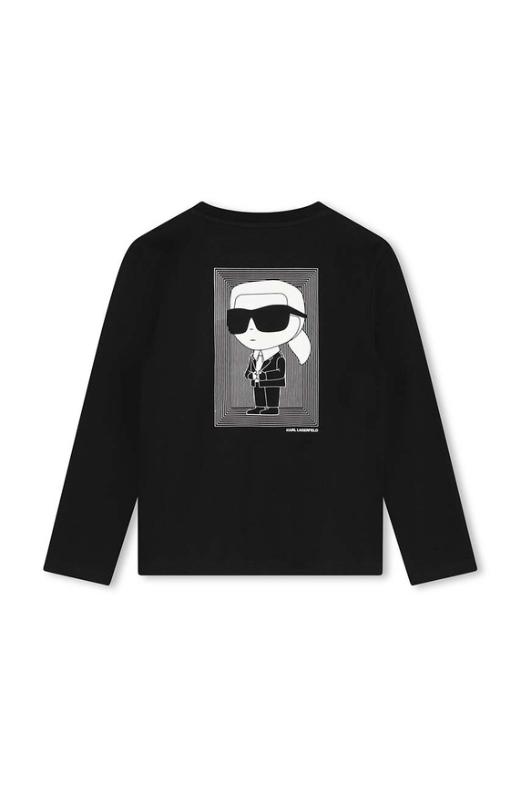 Karl Lagerfeld longsleeve din bumbac pentru copii Z30243.114.150 negru AW24