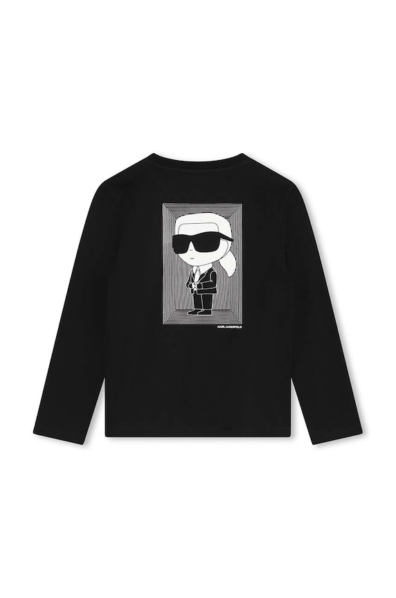 Karl Lagerfeld longsleeve din bumbac pentru copii Z30243.114.150 negru AW24