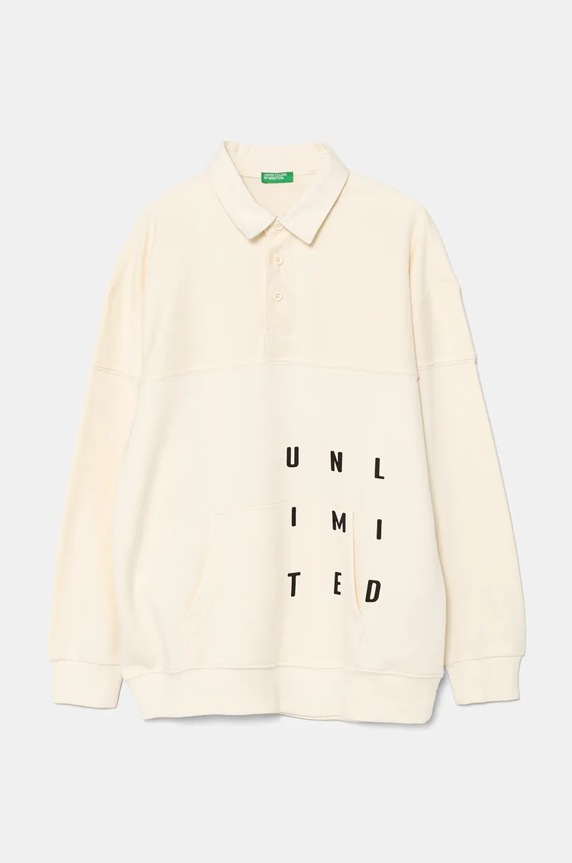 Dětská mikina United Colors of Benetton bez kapuce béžová 3WNCC301O.G.Seasonal