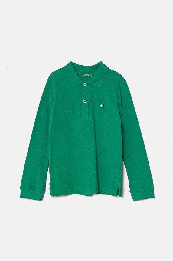United Colors of Benetton longsleeve din bumbac pentru copii fixat verde 3089G3009.P.Repro.9BYH