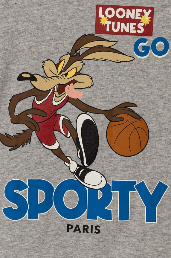 Dečki Otroška bombažna majica z dolgimi rokavi United Colors of Benetton x Looney Tunes 3ATNG10GY.P.Seasonal siva