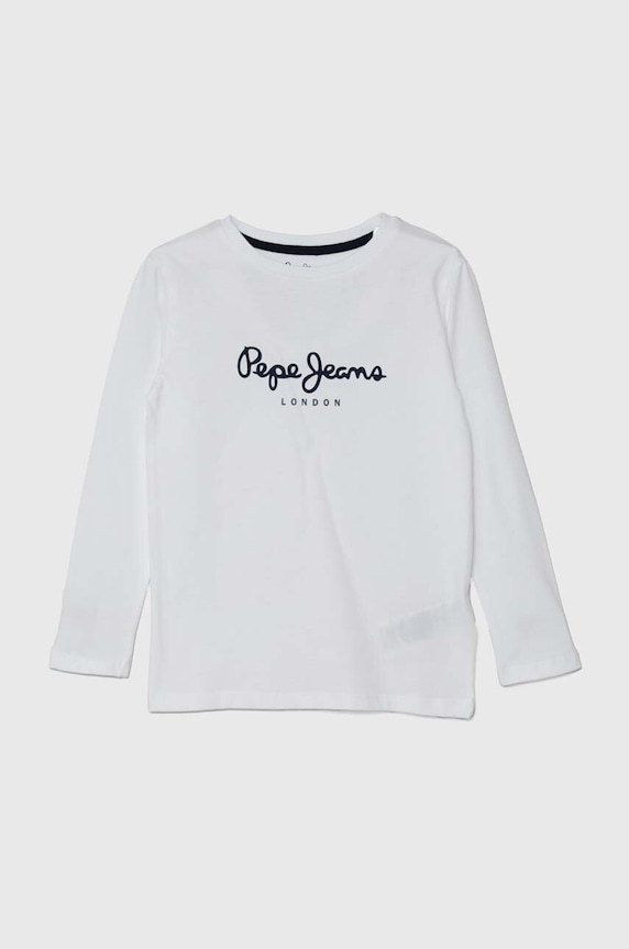 Detská bavlnená košeľa s dlhým rukávom Pepe Jeans NEW HERMAN bavlna biela PB503919