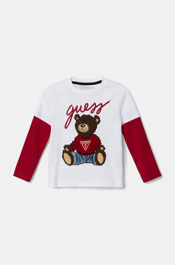 Guess t-shirt bawełniany dziecięcy aplikacja biały N4BI08.I3Z14.9BYH