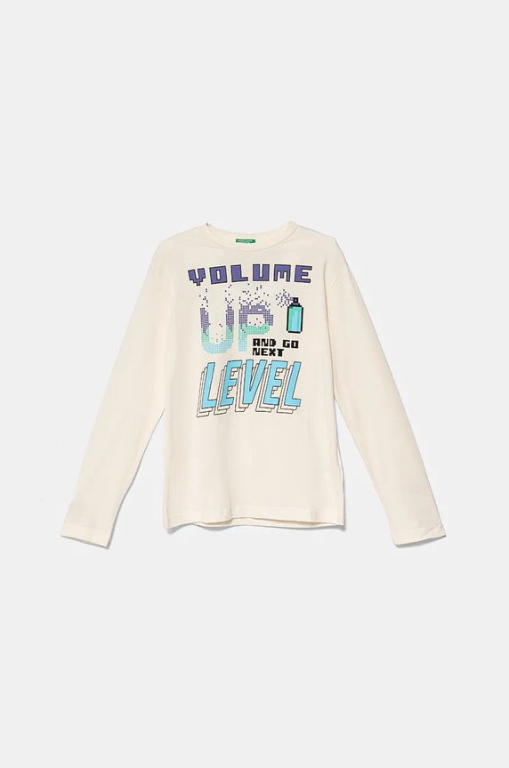 Dětské bavlněné tričko s dlouhým rukávem United Colors of Benetton kulatý béžová 3ATNC10KT.G.Seasonal