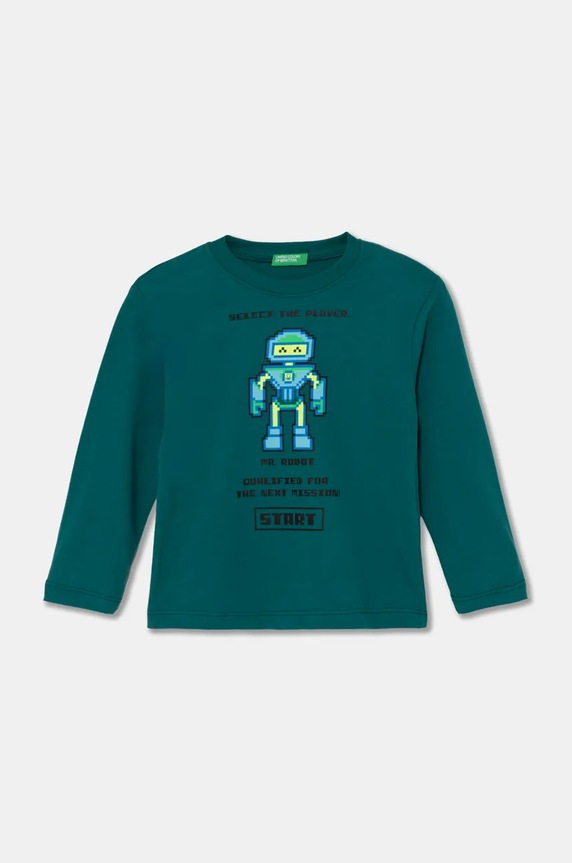 Памучна блуза с дълги ръкави United Colors of Benetton памук зелен 3ATNG10G7.P.Seasonal