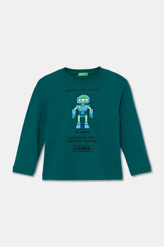 Памучна блуза с дълги ръкави United Colors of Benetton памук зелен 3ATNG10G7.P.Seasonal