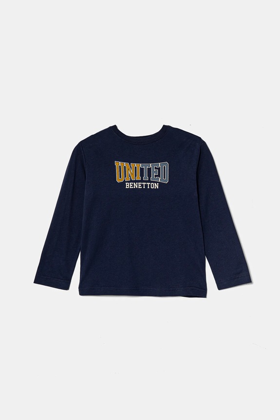 Παιδικό βαμβακερό μακρυμάνικο United Colors of Benetton στάμπα σκούρο μπλε 3ATNC10KQ.G.Seasonal