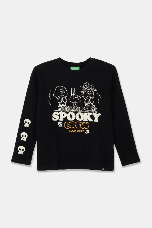Dětské bavlněné tričko s dlouhým rukávem United Colors of Benetton kulatý černá 3VR5C10OP.G.Seasonal