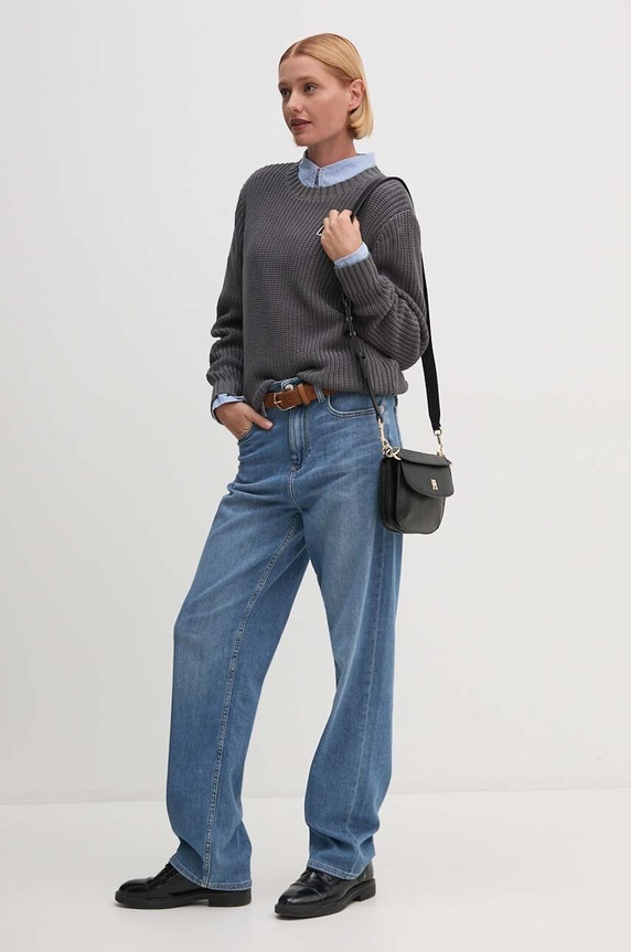 Dkny sweter bawełniany D2E4A119 szary AW24
