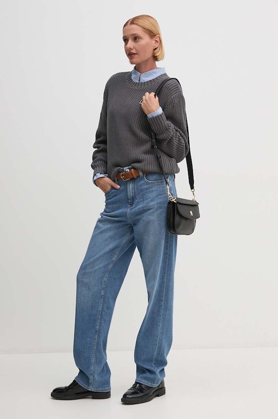 Dkny sweter bawełniany D2E4A119 szary AW24