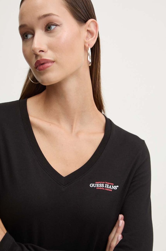 Guess Jeans longsleeve negru W4YI21.J1314