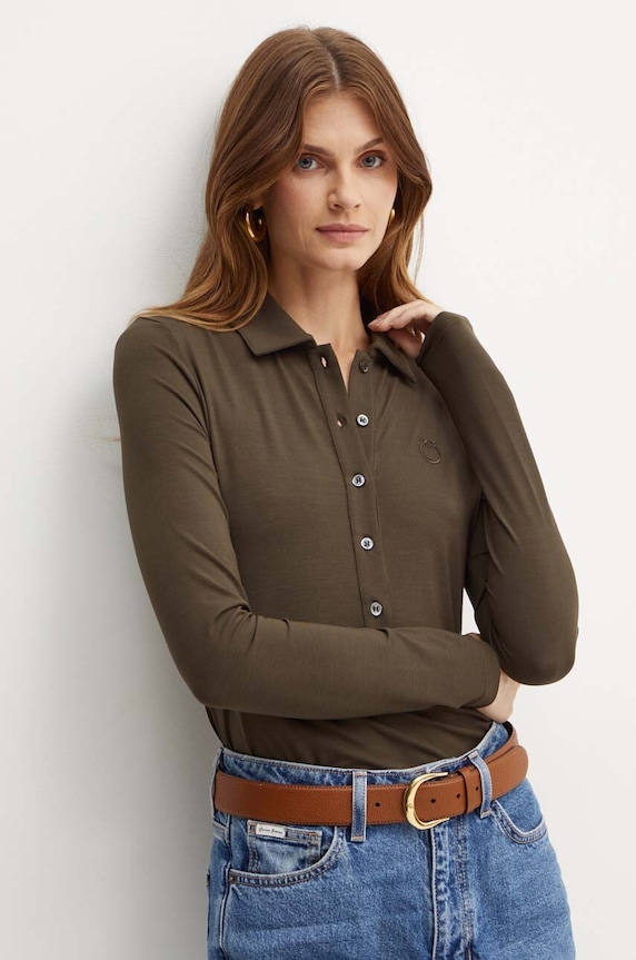 Tričko s dlhým rukávom Pinko slim sivá 104166.A1DE