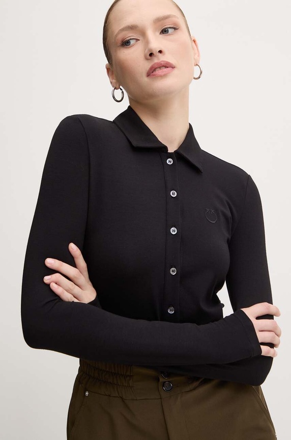 Tričko s dlouhým rukávem Pinko slim černá 104166.A1DE