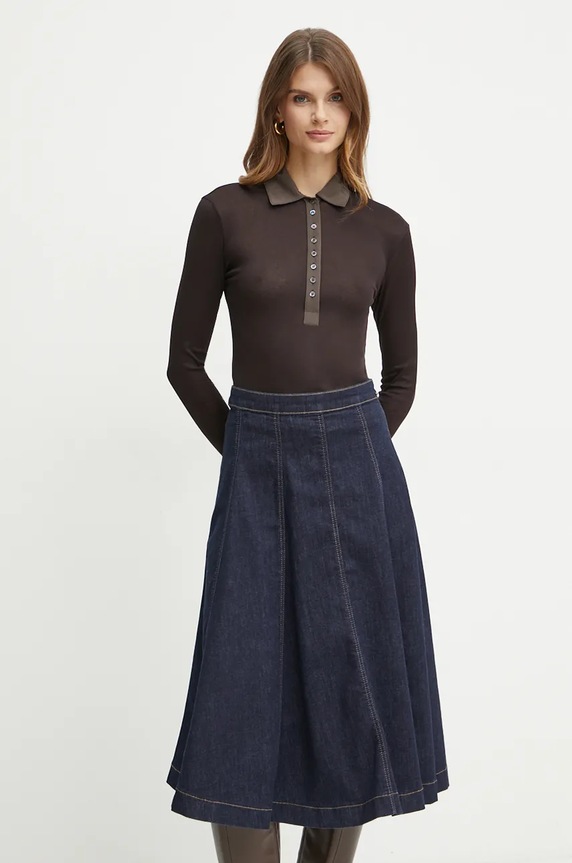 Pinko longsleeve din bumbac uni maro 104225.A24T