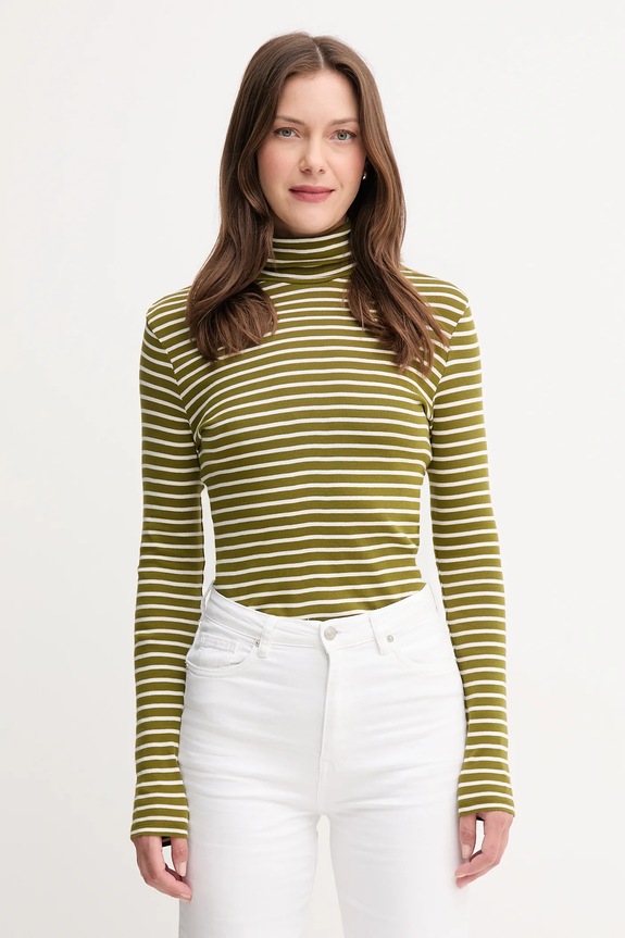 Pamučna majica dugih rukava United Colors of Benetton regular zelena 30YSE2225