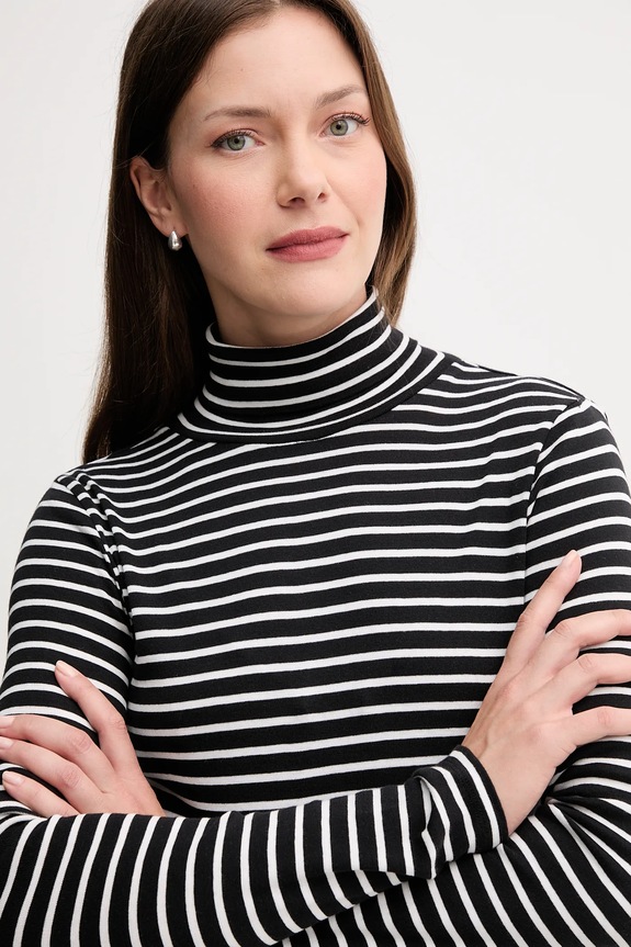 Βαμβακερή μπλούζα με μακριά μανίκια United Colors of Benetton μαύρο 30YSE2225