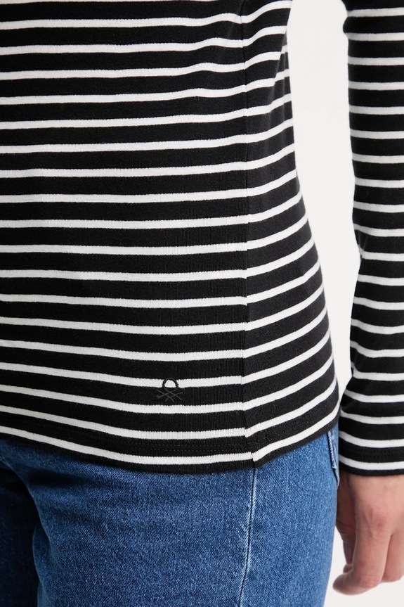 Βαμβακερή μπλούζα με μακριά μανίκια United Colors of Benetton 30YSE2225 μαύρο