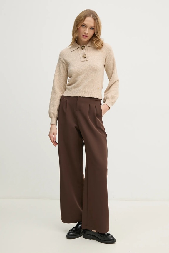 Пуловер с вълна United Colors of Benetton 10R2D3013 бежов AW24