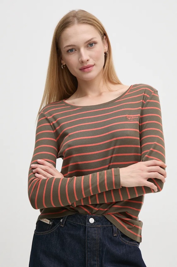 Pamučna majica dugih rukava Pepe Jeans FINNA regular zelena PL505937