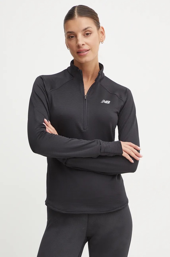 Суичър за джогинг New Balance Athletics еластичен черен WT43200BK