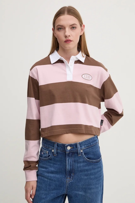 Karl Kani longsleeve bawełniany wzorzyste brązowy 61240020