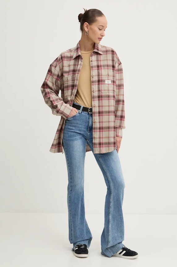 Tričko s dlouhým rukávem Guess Jeans W4BP41.J1314 béžová SS26