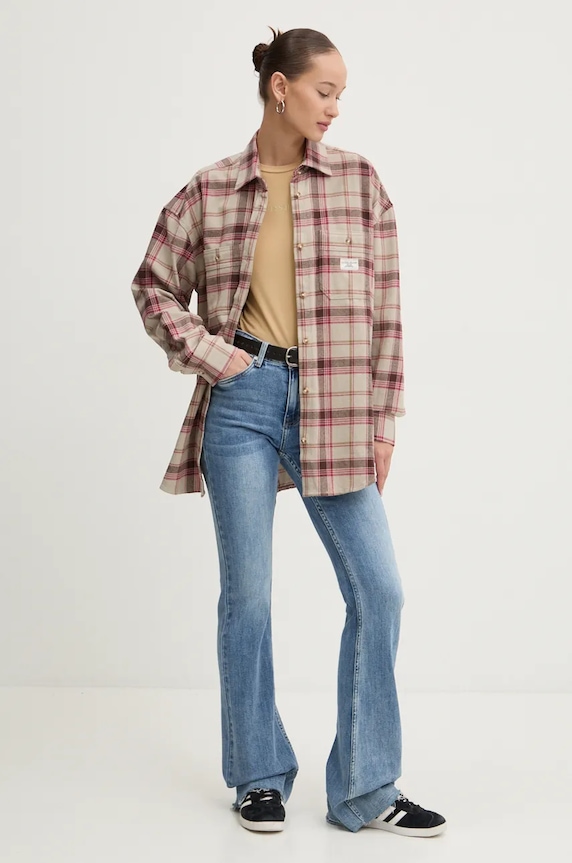 Tričko s dlouhým rukávem Guess Jeans W4BP41.J1314 béžová SS26