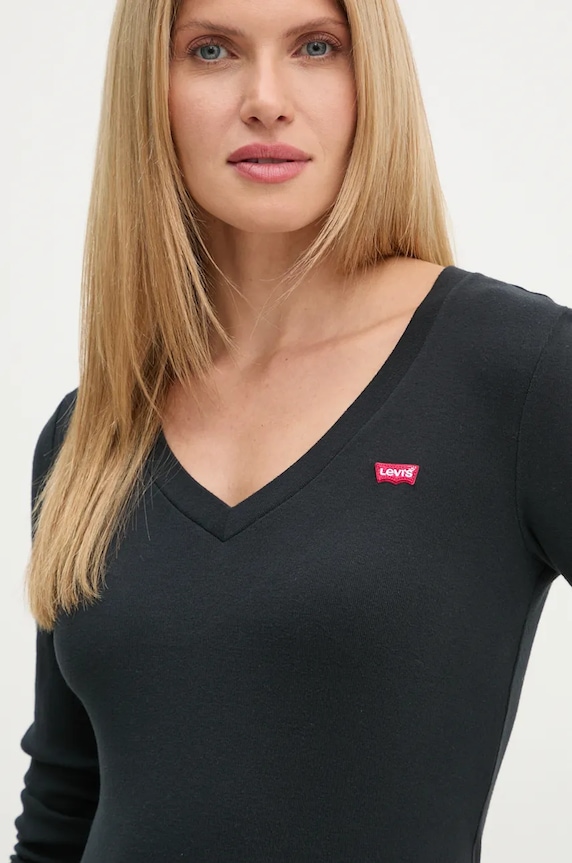 Βαμβακερή μπλούζα με μακριά μανίκια Levi's μαύρο A9330