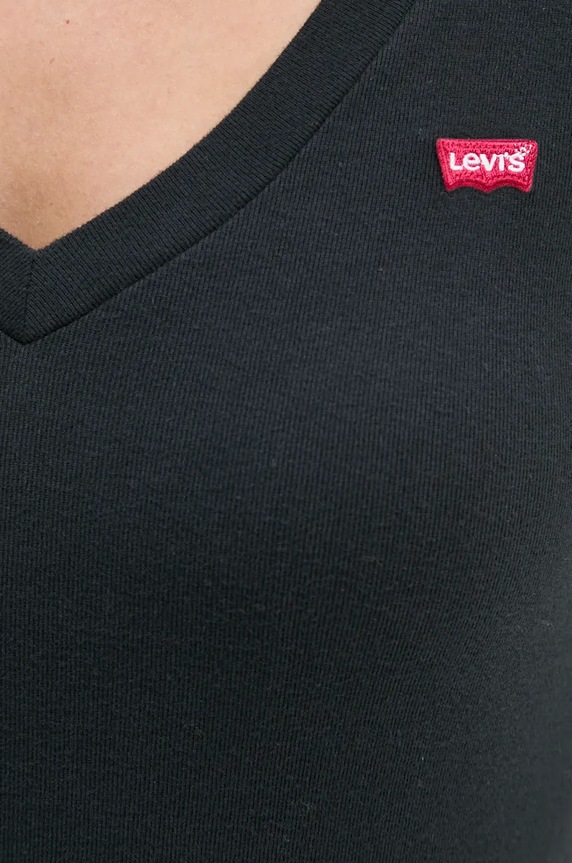 Βαμβακερή μπλούζα με μακριά μανίκια Levi's A9330 μαύρο