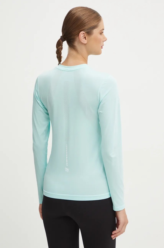 Majica dugih rukava za trčanje Compressport Performance ATSW495 tirkizna AW25