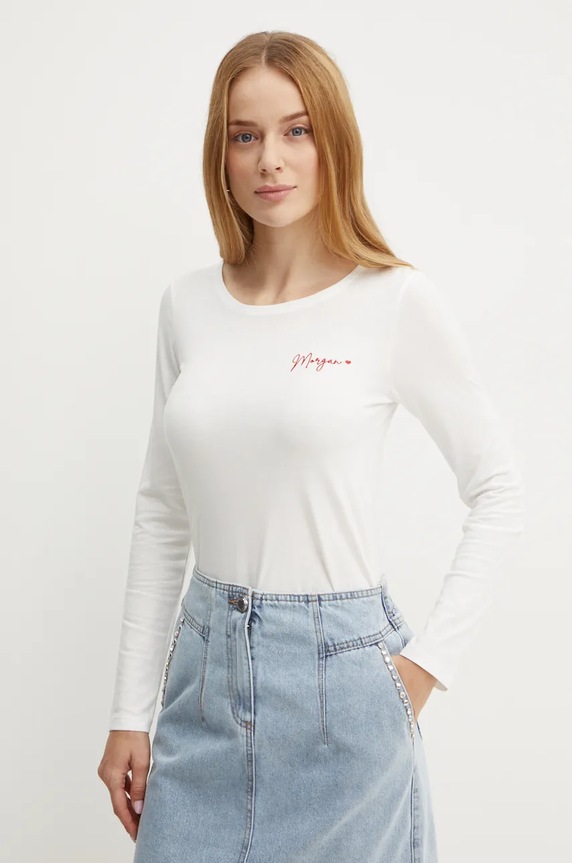 Morgan longsleeve TMATEO imprimeu alb TMATEO