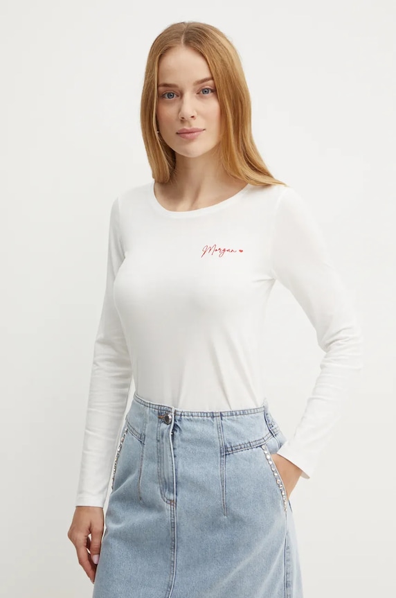 Morgan longsleeve TMATEO imprimeu alb TMATEO