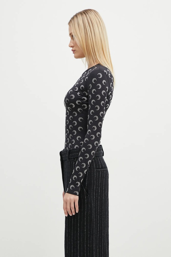 Marine Serre camicia a maniche lunghe WTS006A.CJER0002 nero AW24