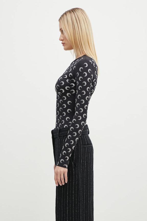 Marine Serre camicia a maniche lunghe WTS006A.CJER0002 nero AW24