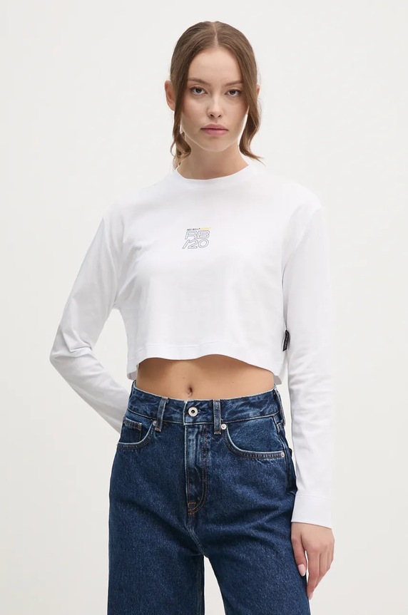 Red Bull Racing x Pepe Jeans longsleeve bawełniany regular biały RL500001